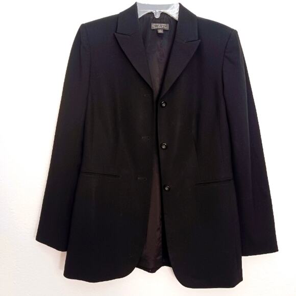 Classiques Entier Black Blazer Size 2 WOOL BLEND Business Casual Career Jacket - Picture 3 of 13